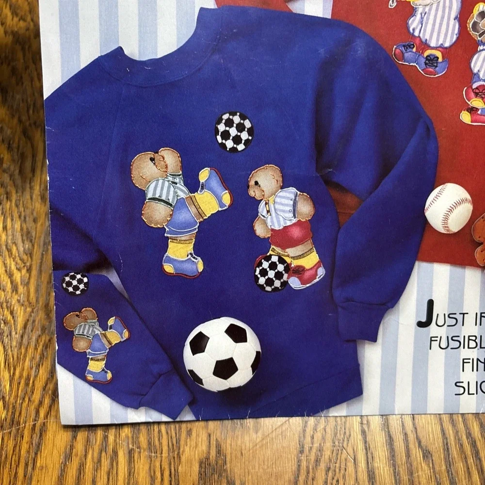 Vtg Daisy Kingdom No Sew Fabric Appliqué Little‎ Slugger Teddy Bear